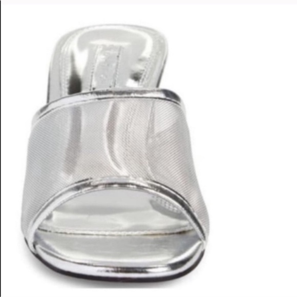 TopShop Silver Dusty Clear Block Heel Slides - Picture 2 of 6